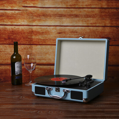 

Turntable With Speakers Vintage Phonograph Record Player Stereo Sound Black EU-type
