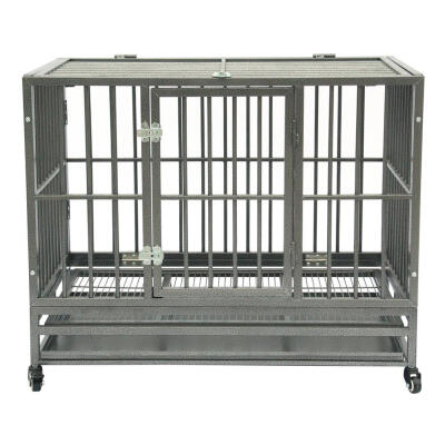 

42 inch Portable Metal Dog Cage Kennel Crate for Cat Pets with Tray Silver