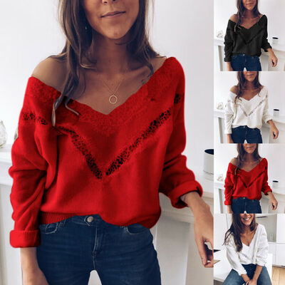 

Womens Chunky Baggy Jumper Ladies Long Sleeve Plain Knitted Sweater top