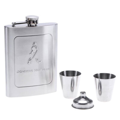 

7oz Outdoors Portable Stainless Steel Drink Mug Flask Flagon Funnel Cup Set