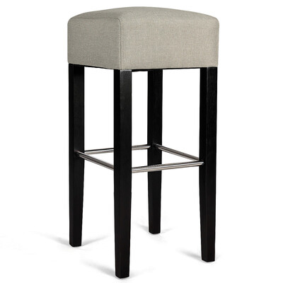 

1 PC Backless Bar Stool Fabric Seat Rubber Wood Legs Pub Kitchen Dining Beige-Beige