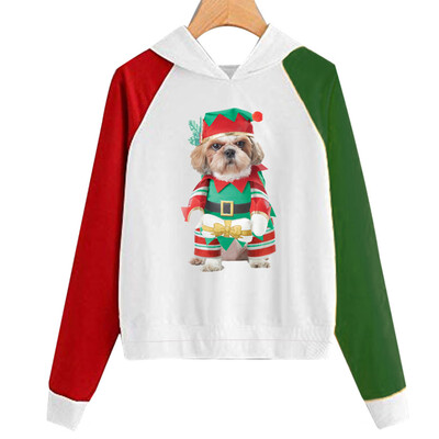 

Tailored Women Christmas Print Hooded Long Sleeves Sweatshirt Hooded Pullover Tops Shirt