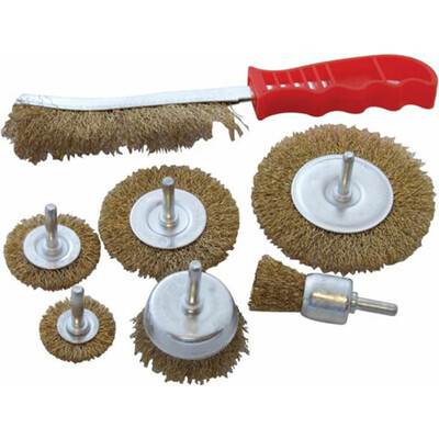 

7x Polishing Deburring Descaling Hand Wire Drill End Wheel Cup Steel Brushes Set