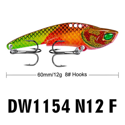 

New Hot 6CM Metal VIB Lures 12g Vivid Vibrations Spoon Lure Spinner Fishing Bait Artificial Hard Bait 3D Eyes Fishing Lures