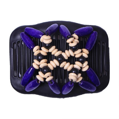 

Retro Wooden Beads Magic Hair Comb Double Row Hairpin Insert Women Hairstyle Clip