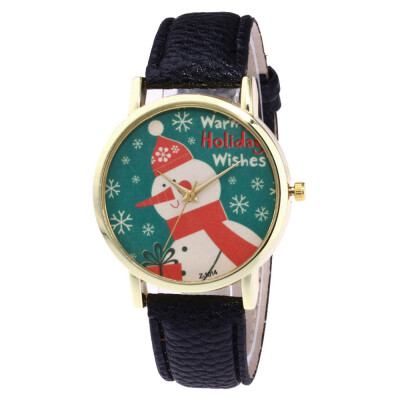 

Christmas night snowman Luxury Brand Ladies Watch Fashion Leather Wrist Quartz Girl Watch for Women Lovers Dress Watches Clock