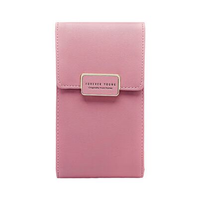 

Women Solid Color Letter Print Faux Leather Crossbody Shoulder Bag Phone Holder