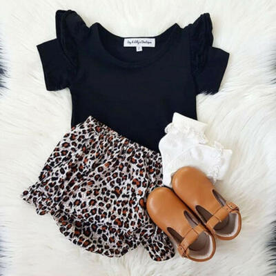 

USA Fashion Baby Girl Kids Toddler Outfits Clothes T-shirt TopsShorts Pants Set
