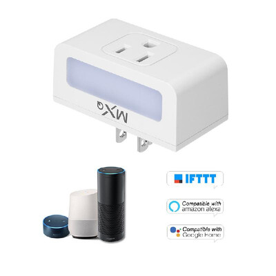 

MXQ WIFI Smart Mini Plug with LED Night Lighting Support Timing Function Remote Control Voice Control Compatible with Amazon Alexa
