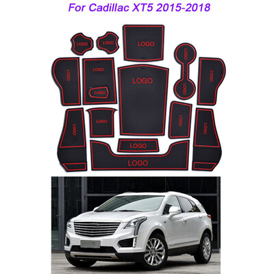 

15pcsset Interior Door Grrove Pad Cup Holder Door Slot Mats Non-slip Replacement For Cadillac xt5 2015-2018