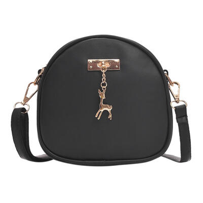 

Cute Zipper PU Leather Shoulder Handbag Women Girl Mini Round Messenger Bag