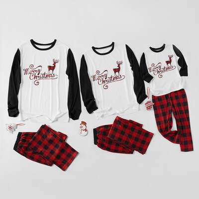 

Tailored Christmas Women Mom Printed Letter TopLattice Pants Xmas Family Clothes Pajamas