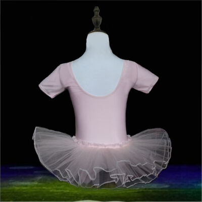 

Childrens Dance Ballet Dress Short-Sleeved One-Piece Practice Show Clothes Small Swan Dancewear