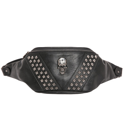 

Personality rivet chest bag fashion men&women small chest bag street rivet head pattern waist bag back