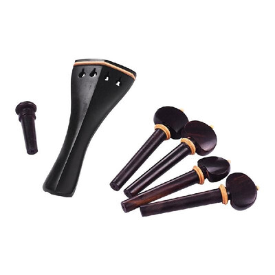 

6pcs Violin Making Kits Set of Polished 4 Strings Violin Tailpiece Bridge Pin Tuning Pegs Smooth&Trim Orchestral Strings Acces