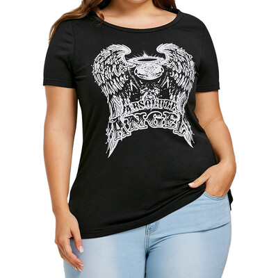 

Nomeni Fashion Women Plus Size Print Hollow Out Sexy Blouse Short Sleeve Tops Shirt
