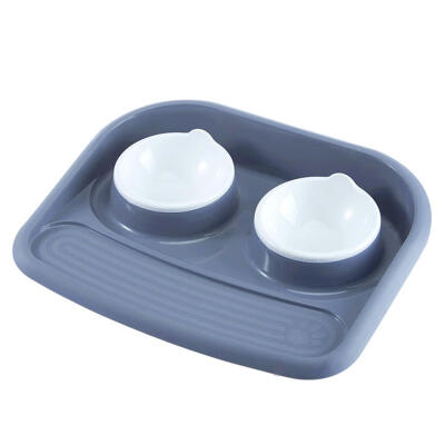 

Pet Double Bowls Dog Cat Feeder Non-Slip Food Feeding Water Drinking Bowl