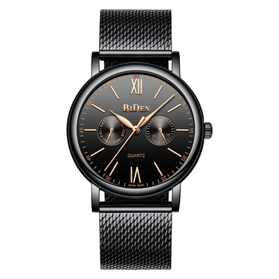 

Biden Biden five-needle calendar week multi-function ultra-thin mesh belt waterproof mens watch mens watch