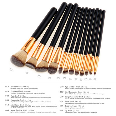 

Gobestart 12pcs Pro Makeup Brushes Set Foundation Powder Eyeshadow Eyeliner Lip Brush Tool