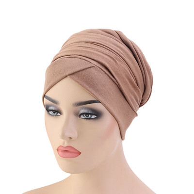

Women Muslim Velvet Long Tail Cap Scarf Head Shawls Warp Turban Scaves Hat