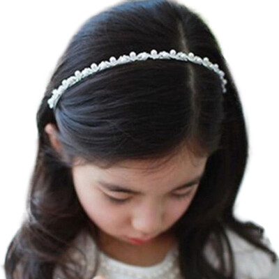 

Girl Mosaic Crystal pearl Rhinestone Beaded Headband Headpiece Headwrap Hair Accessory