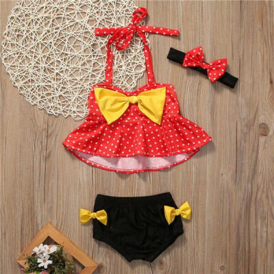 

3Pcs Toddler Baby Girls Kids Swimsuit Swimwear Bathing Suit Tankini Bikini Sets