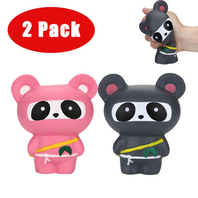 

Siaonvr 2Pcs Jumbo Stress Reliever Ninja Panda Scented Slow Rising Squeeze Toy