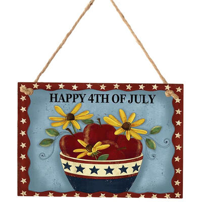 

Vintage Wooden Hanging Flower Sign Board Independence Day Wall Decor Crafts