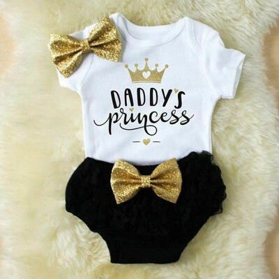 

3PCS Newborn Baby Girl Outfits Clothes Tops RomperTutu Shorts Pants Set