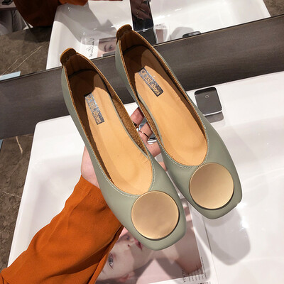 

Retro womens shoes spring square buckle low documentary shoes Korean version of Joker shallow soft bottom grandma shoes women
