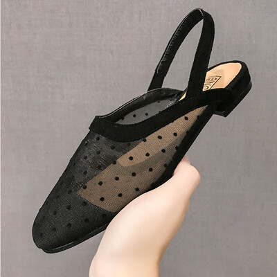 

Sandals Korean version of the fairy wind summer round head with Baotou flat bottom Muller shoes mesh single shoes