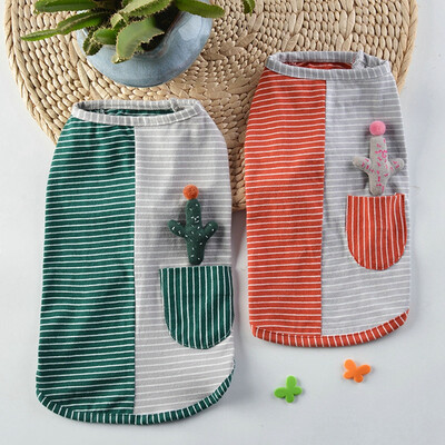 

Spring Summer Striped Cactus Pattern Cotton Dog Vest T-Shirt Breathable Sleeveless For Chihuahua Teddy Clothes -XL