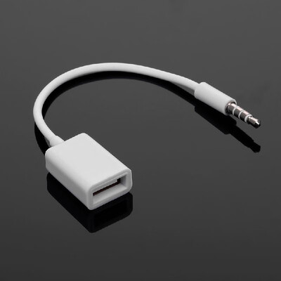 

35mm Male Car AUX Audio Jack to USB 20 Female Adapter Converter Cord OTG Cable White
