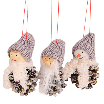 

Toponeto Christmas Creative Old Man Doll Small Hanging White Pine Cone Doll Hanging 3 Pie