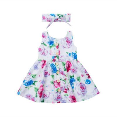 

USA Kids Toddler Baby Girl Princess Dress Floral Pageant Wedding Party Dresses