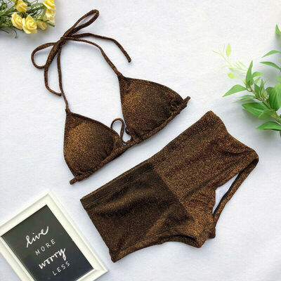 

Bikini Set Women Swimwear Push-up Bra Boy Shorts Swimsuit Beachwear Bathing Suit