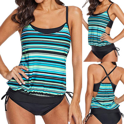 

Roseonmyhand Womens Striped Printed Two Piece StrappySwim Top No Bottom Swimwear Beachwear