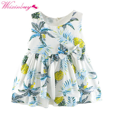

Printed Dress Baby Girl Clothes Summer Bow Cotton Print Flower Baby Girl Dress Fashion Beach Outer Dress For Girls