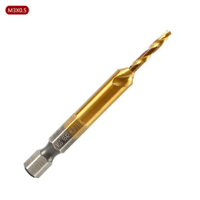 

Siaonvr 1PCS Hex Shank Titanium Plated Screw Thread Drill Bits Set Compound Tap M3