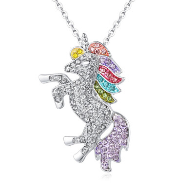 

Unicorn Necklace - Rhinestone Rainbow Unicorn Necklace For Girls - Unicorn Rainbow Necklace