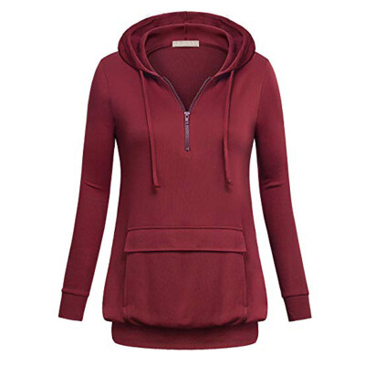 

Starmoon Women Plus Size Long Sleeve Solid Sweatshirt Pocket Hooded Pullover Tops Shirt