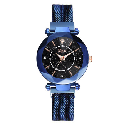 

Luxury Mesh Ladies Clock Magnet Buckle Women Starry Sky Diamond Watches Geometric Surface Fashion Casual Dress Quartz Wristwatch