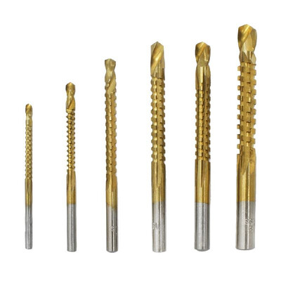 

6 PCS Twist Drill Saw Drill Set High Speed Steel Carpentry Multi-function Metal Expansion Punch Groove Sawtooth Set Professional