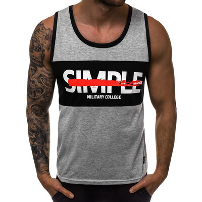 

Toponeto Mens Summer Casual Fashion Alphabet Printing Elastic Sleeveless Vest Blouse Top