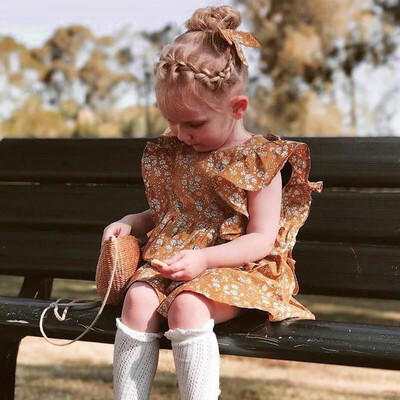 

Toddler Kids Baby Girls Ruffled Floral Print Casual Dress Sundress Summer