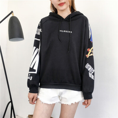 

Hot Women Plus Size Tops Loose Autumn Winter Plus Velvet Thick Cartoon Hooded Head Long Sleeves Female Tops Clothes