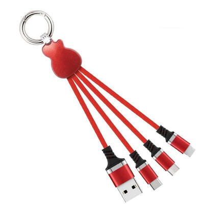 

Innovative Guitar Style 02m Short 3-in-1 USB To Micro USB Lightning Type-C 24A Charging Cable With Keychain Design