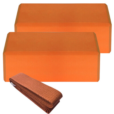

2pcs EVA Yoga Blocks 1pcs Cotton Yoga Strap Stability Blocks Yoga Strap Set for Yoga Pilates Meditation