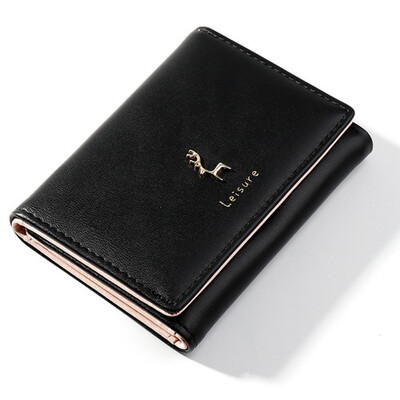 

Quality Women Leather Wallets Candy Color Female Three Folded Women Small Money Bag Coin Purse Photo Card Holder Sweet Wallets