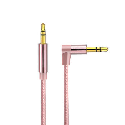 

Rose Gold 90 Degree 35mm Male to Male Jack Car Aux Audio Cable Wire Cord
